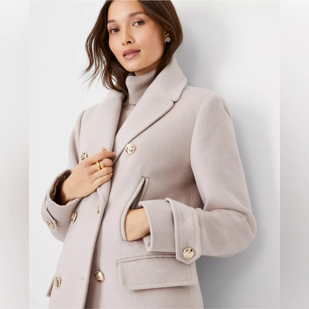 Wool Blend Notched Collar Peacoat - Picture 3 of 4